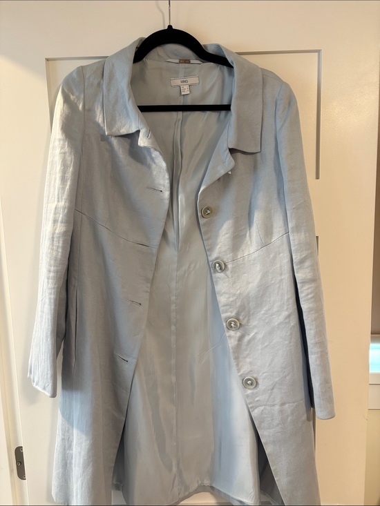 Mng Collection Jackets & Blazers - Women's Light Blue Tailored Linen-Blend Blazer Jacket